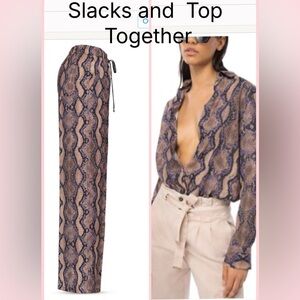 PINKO DESIGNS Stylish Snake Print Women's Top with slacks to match. Sold as set